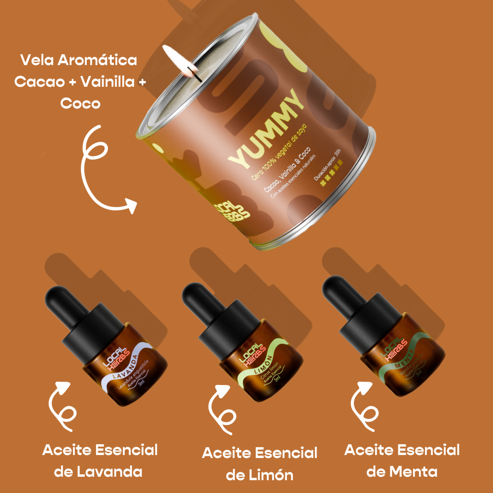3 Aceites Esenciales / 1 Vela - Kit Regalo