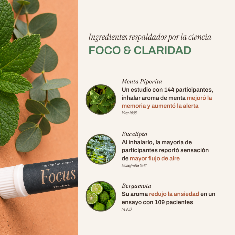 Inhalador Focus de Aceites Esenciales
