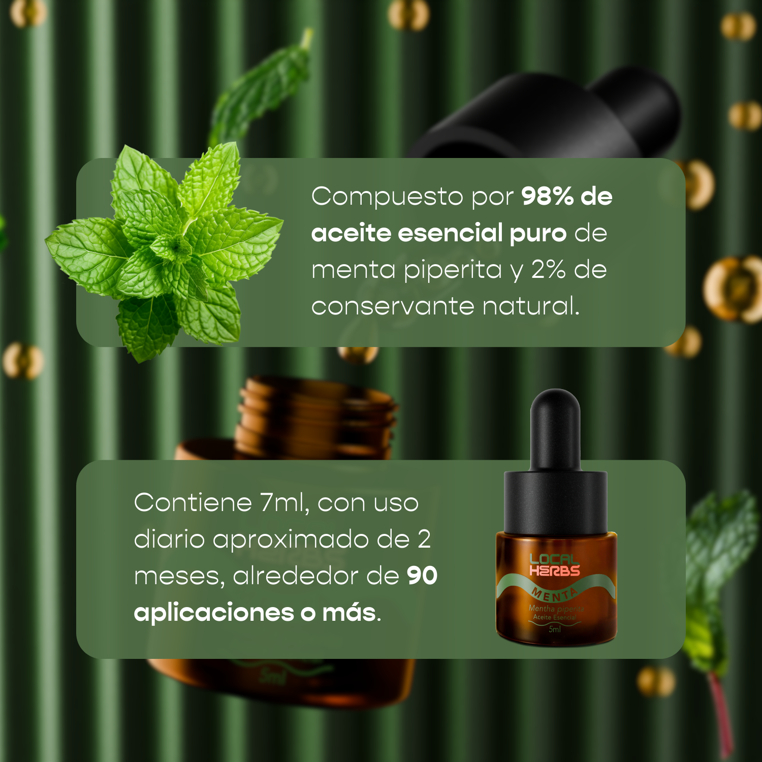Aceite Esencial de Menta Piperita 7ml - Para Migrañas y Dolores de cabeza